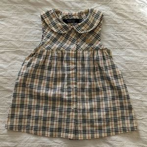Burberry Toddler Dress Black Label Medium Beige Red & Black Plaid Peter Pan